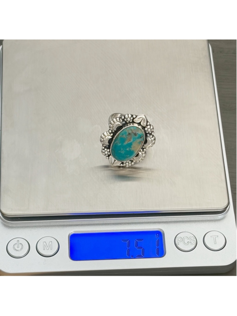 Sonoran Gold Turquoise Navajo Style Ring Size 8 1/4 8.5 Pure Sterling Silver 925 - Picture 13 of 13